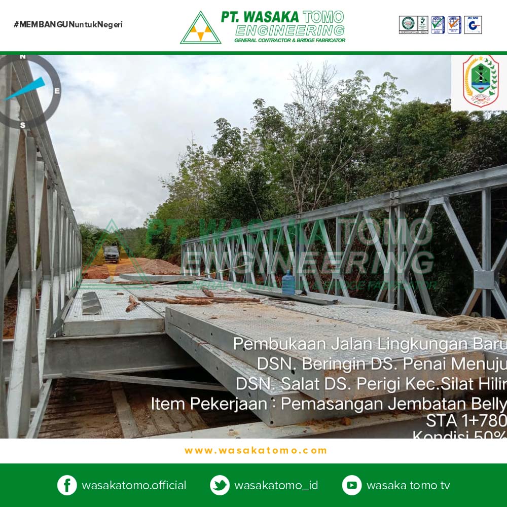 Proses Pembangunan Jembatan Bailey Panel Bentang 18 Meter